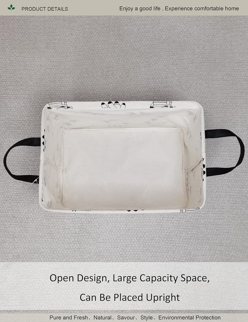 ONOEV Rectangular Folding Laundry Basket,Canvas Basket,Nersury Hamper,Suitable for Children,Office,Bedroom,Clothes,Toys Storage (REC Cow), 14.9’’L ×10.2’’W×9.05’’H inches - Image 4